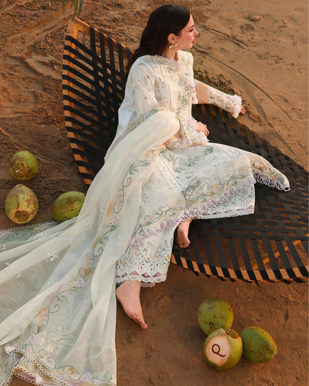 Qalamkar 3-Piece Chikankari Embroidered Luxury Lawn Suit (Unstitched) SA #10