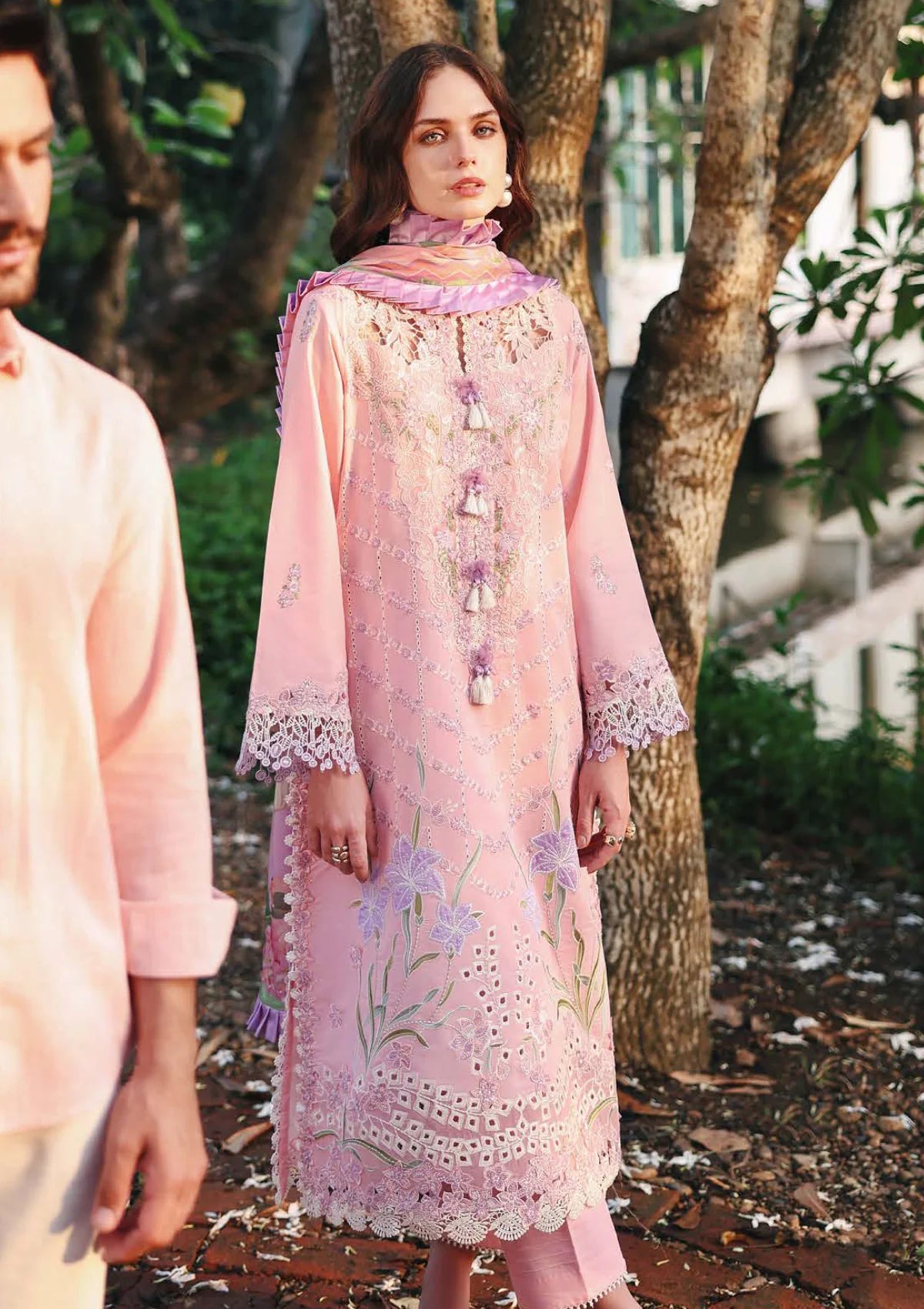 Hemline By Mushq - Secret Garden 26 Unstitched Suit (Moonpetal)