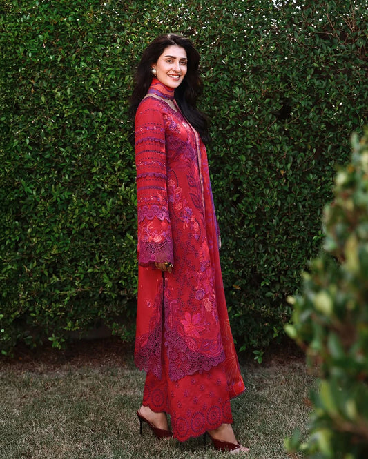 Mushq A Moi Luxury Lawn ’26 | Embroidered 3-Piece Unstitched Suit (Falling Petals)