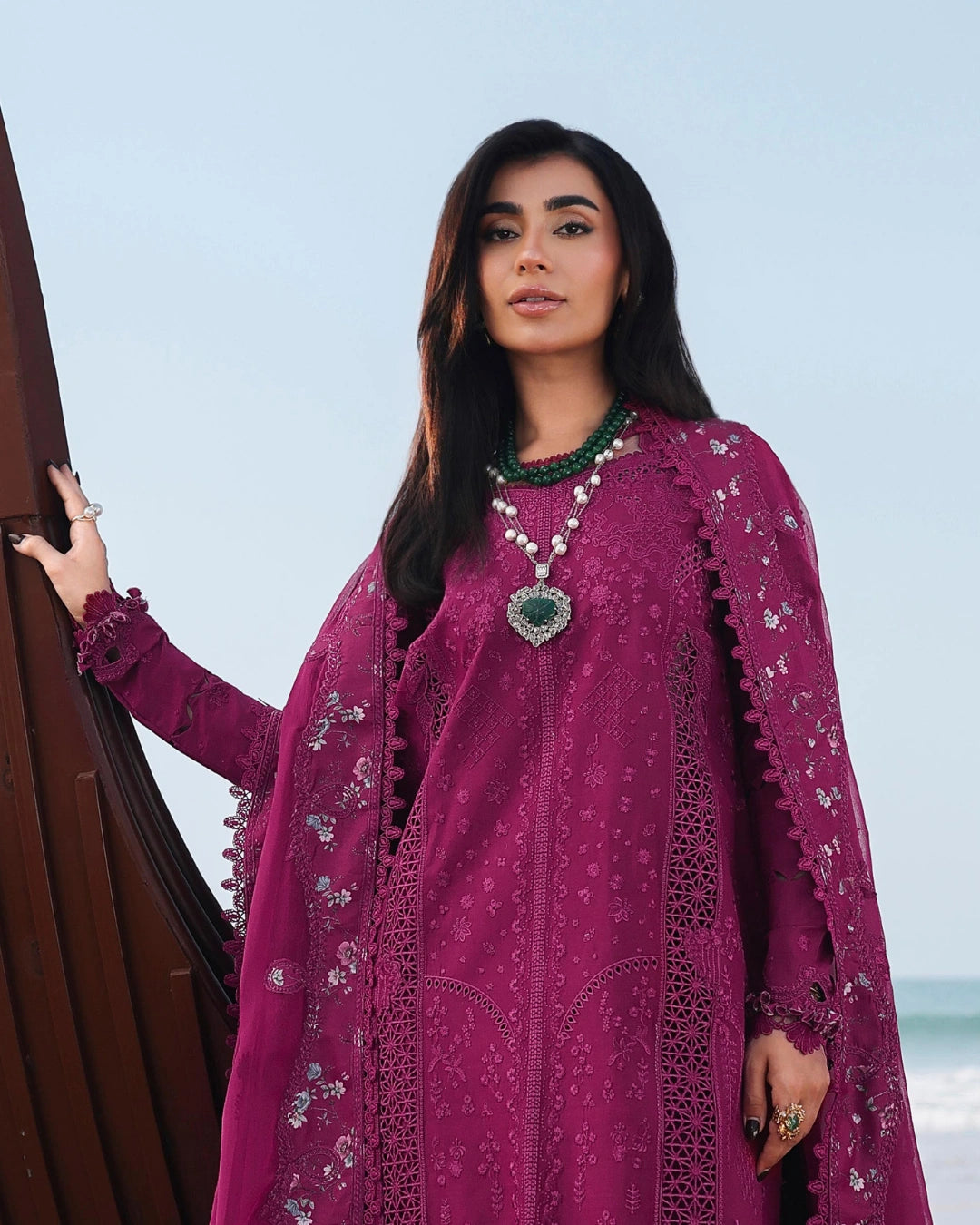 Qalamkar 3-Piece Chikankari Embroidered Luxury Lawn Suit (Unstitched) SA #01