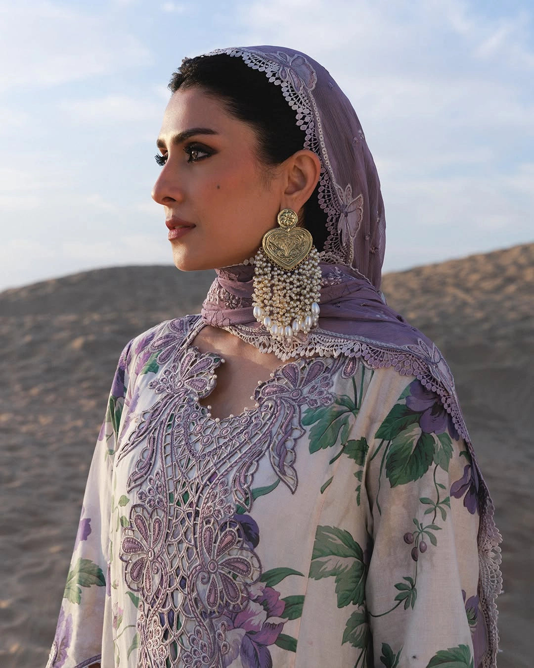 Nureh Aman – NE-03 | Printed & Embroidered Lawn 3-Piece Suit