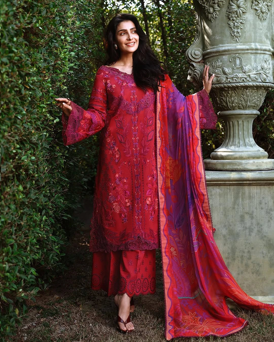 Mushq A Moi Luxury Lawn ’26 | Embroidered 3-Piece Unstitched Suit (Falling Petals)