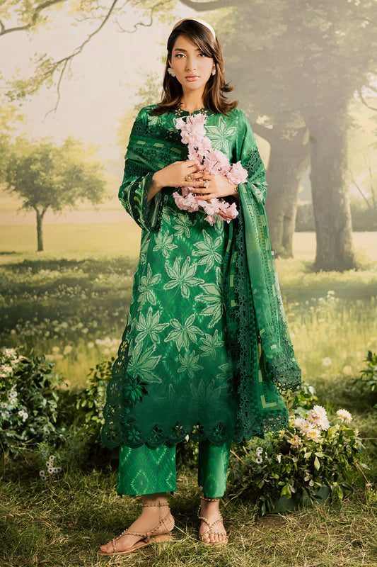 NUREH BLOOM Embroidered & Printed Doriya Lawn 3 Piece Unstitched Suit (BL-17)
