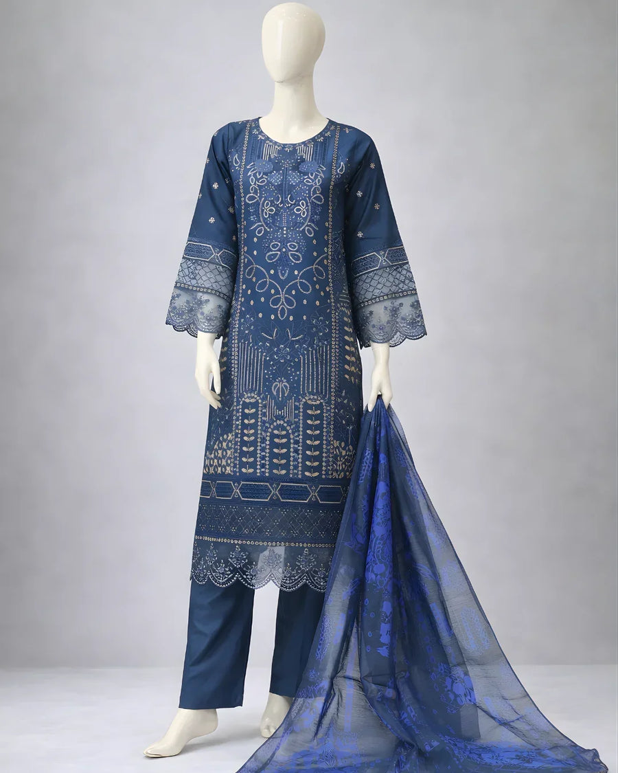 Pasand of Lahore 3-Piece Premium Viscose Suit – Peacock (PL-357)