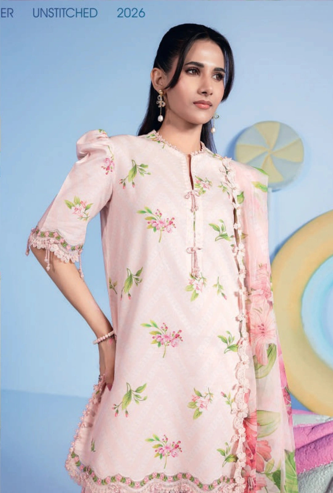 MariaB MBasics Printed & Embroidered Lawn Unstitched 3 Piece Suit (unstitched)