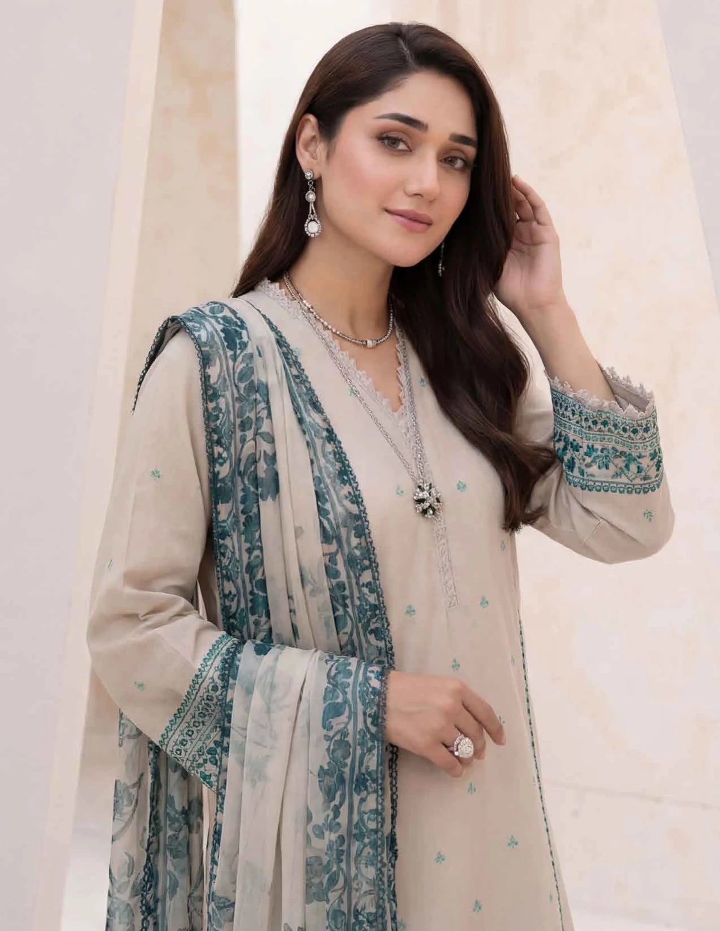 AMAL Spring Pret by Allys – Premium Embroidered Cambric 3PC Stitched Suit
