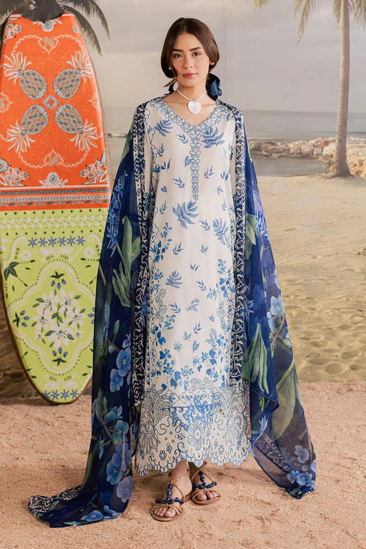 Nureh Embroidered & Printed Lawn paired Stitched 3 Piece Suit (NP-805)