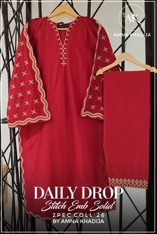 Daily Drop Embroidered Lawn 2 Piece Suit by Amna Khadija (Stitched)