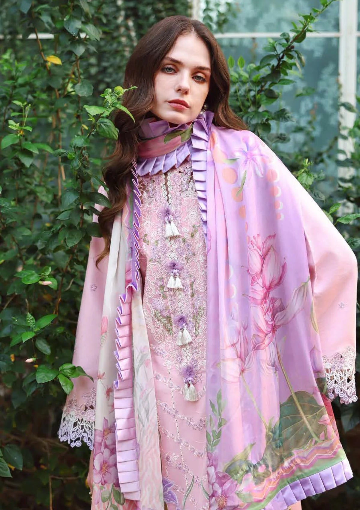 Hemline By Mushq - Secret Garden 26 Unstitched Suit (Moonpetal)