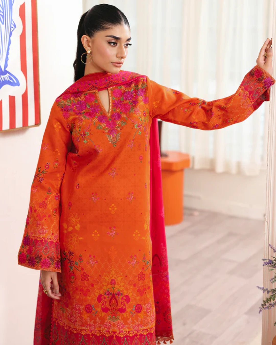 NISSA Floral Symphony – Embroidered & Printed Lawn Suit by Rajbari (Unstitched) 10