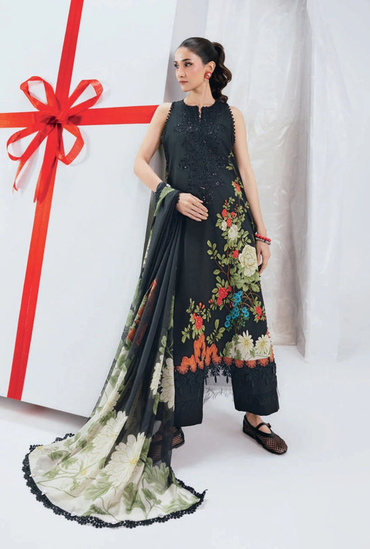 MariaB MBasics Printed & Embroidered Lawn Unstitched 3 Piece Suit (unstitched)