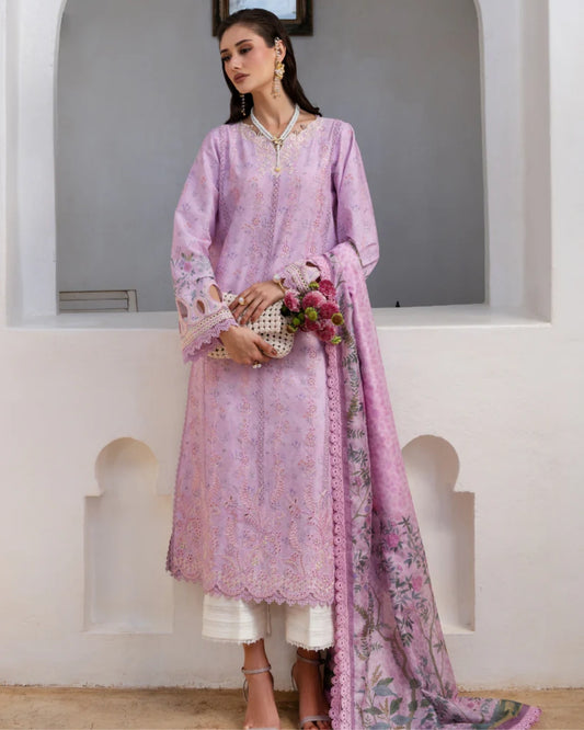 Aabyaan Shezlin Chikankari Lawn 2026 – Embroidered 3 Piece Suit (Unstitched) AZ-11