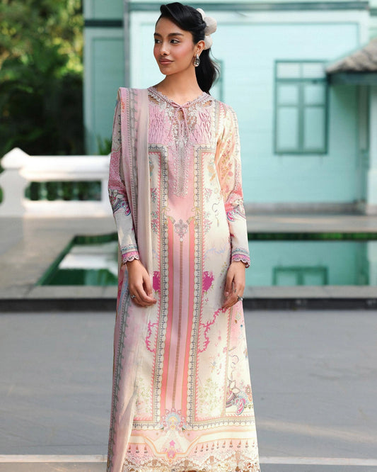 Qalamkar Qprints | Digital Printed Lawn Chikankari Embroidered  Suit | ELARA