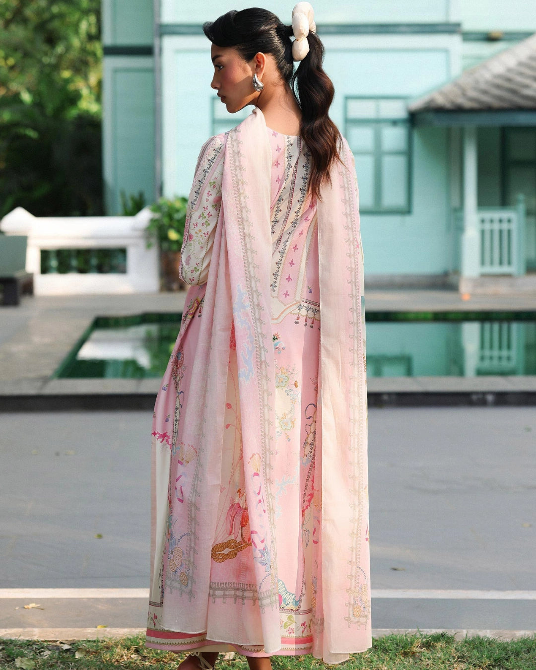 Qalamkar Qprints | Digital Printed Lawn Chikankari Embroidered Unstitched Suit | ELARA