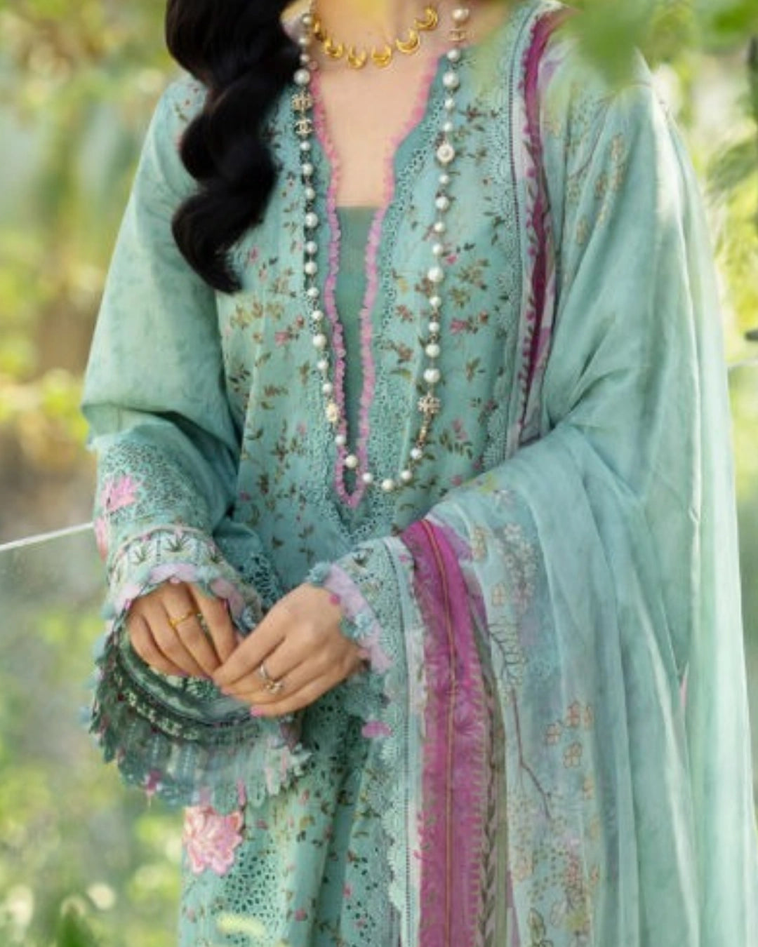 ELAF PREMIUM - Chikankari - Prints Collection with Chiffon (unstitched)