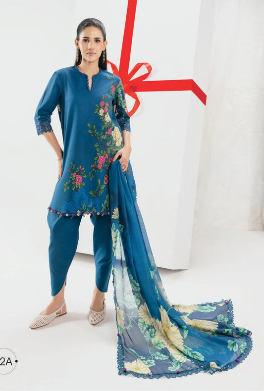 MariaB MBasics Printed & Embroidered Lawn Unstitched 3 Piece Suit (unstitched)