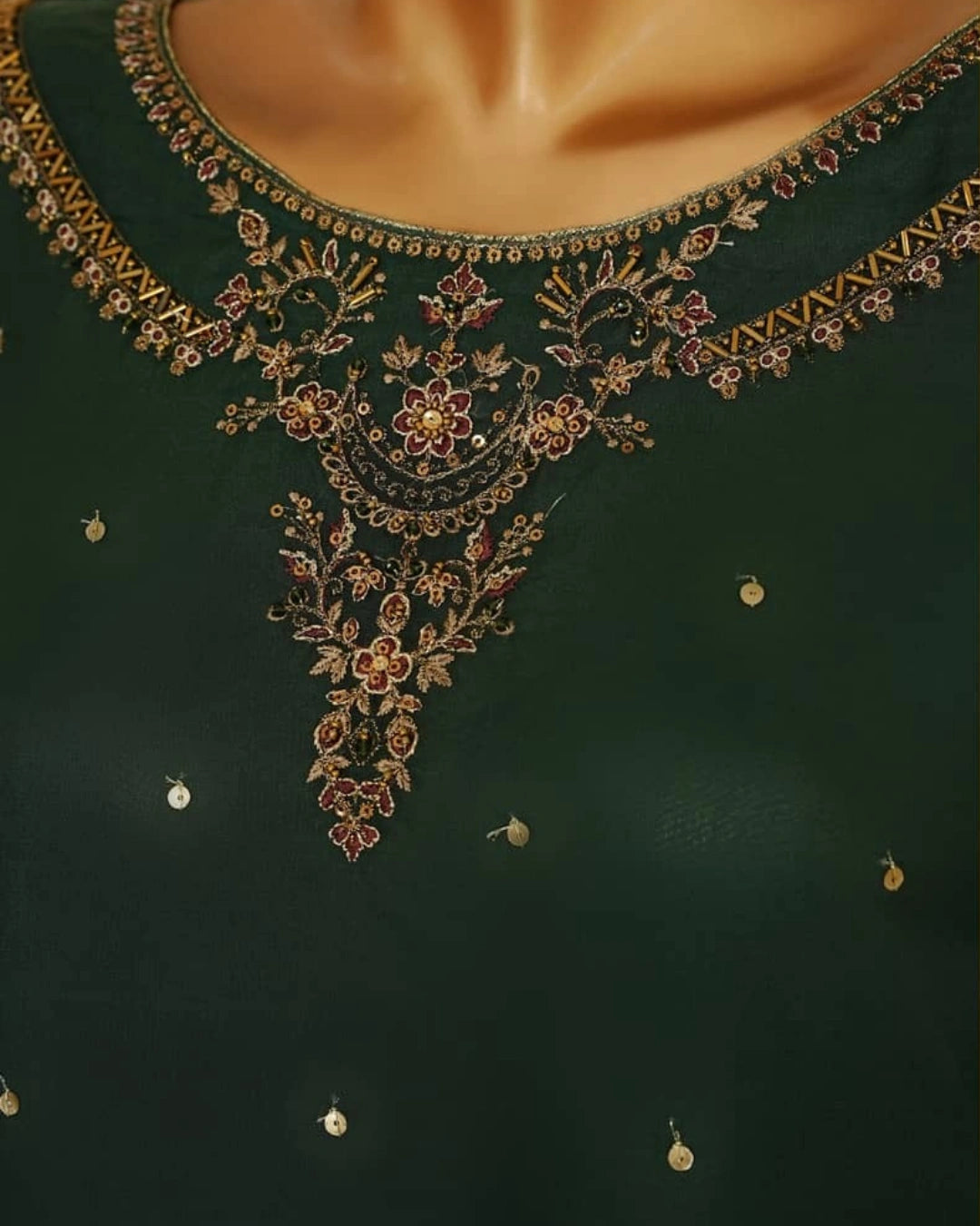 Shaadmaani By HZ 3 Piece Luxury Embroidered Formal Suit Green (HZK-214)