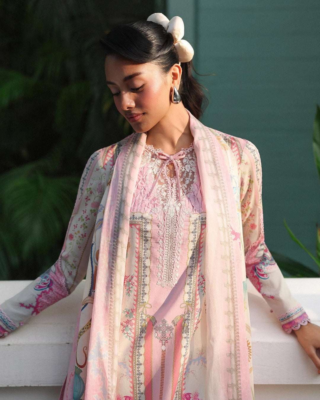 Qalamkar Qprints | Digital Printed Lawn Chikankari Embroidered Unstitched Suit | ELARA