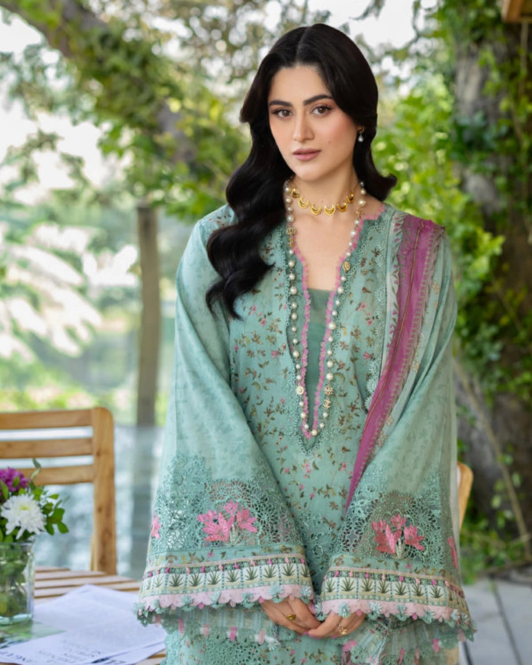 ELAF PREMIUM - Chikankari - Prints Collection with Chiffon (unstitched)