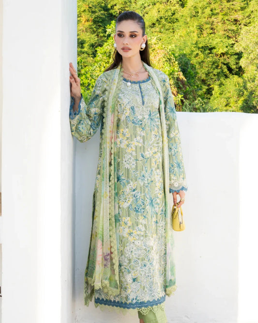 Aabyaan Shezlin Chikankari Lawn 2026 – Embroidered 3 Piece Suit (Unstitched) AZ-12