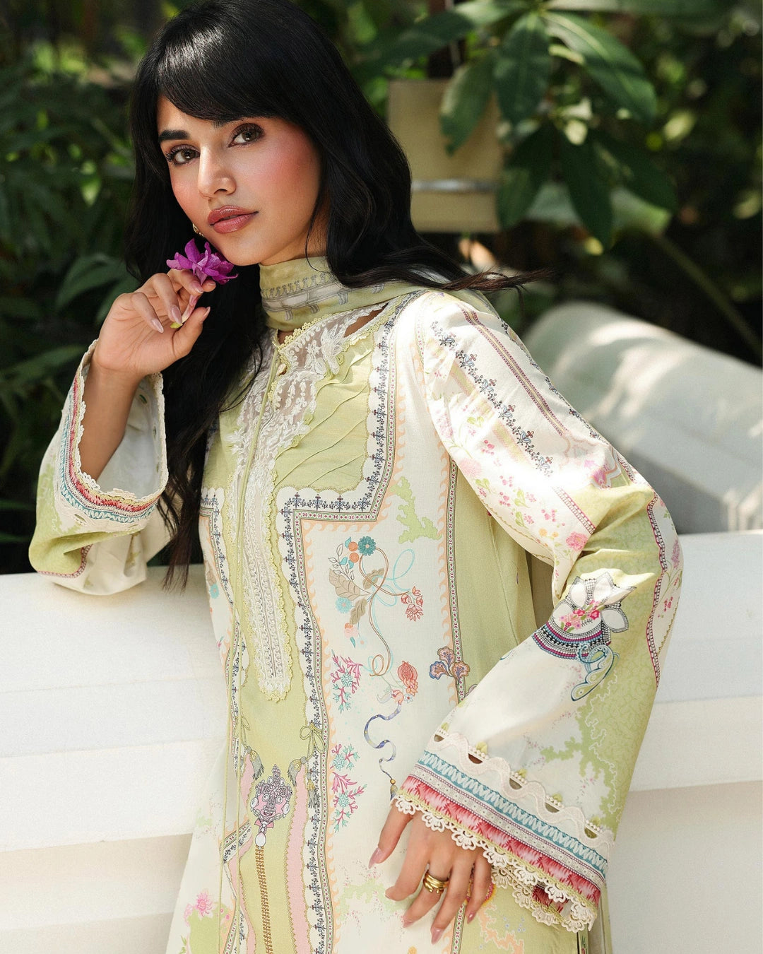 Qalamkar Qprints | Digital Printed Lawn Chikankari Embroidered Unstitched Suit | VAILA