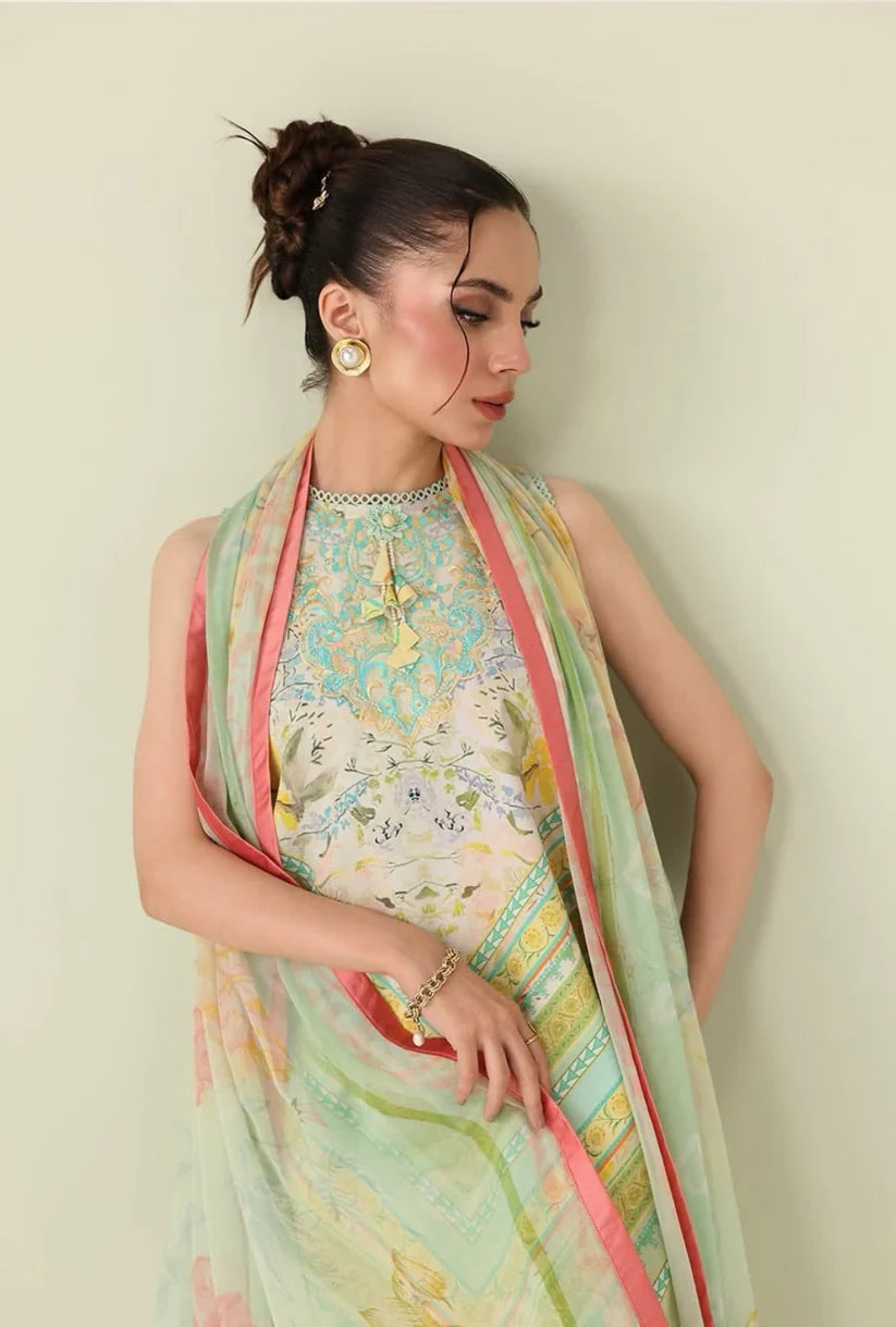 Roheenaz Rosette 3-Piece stitched Lawn Suit (Bloomed Muse)