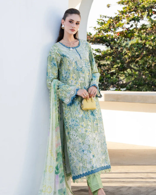 Aabyaan Shezlin Chikankari Lawn 2026 – Embroidered 3 Piece Suit (Unstitched) AZ-12