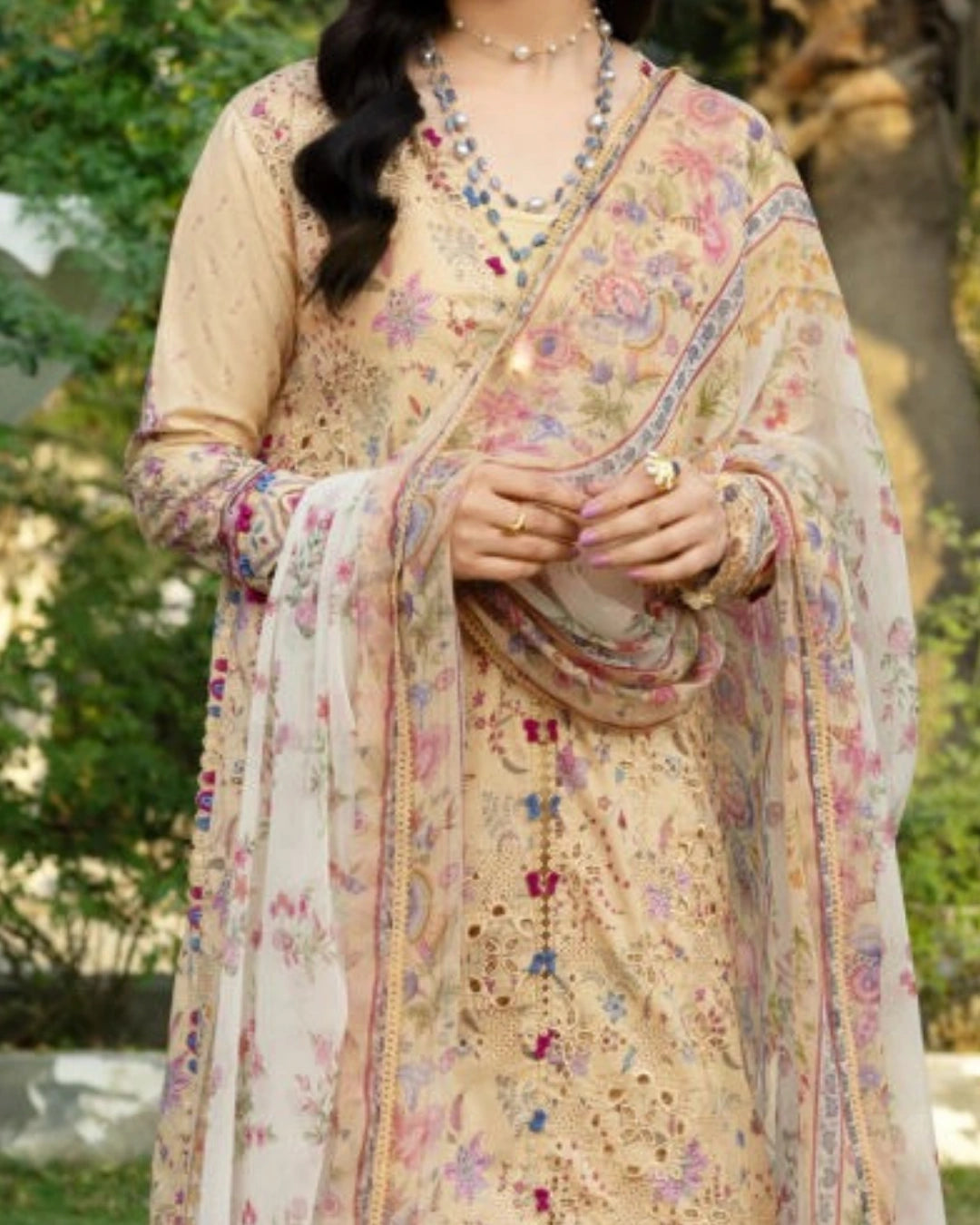 ELAF PREMIUM - Chikankari - Prints Collection with Chiffon (unstitched)