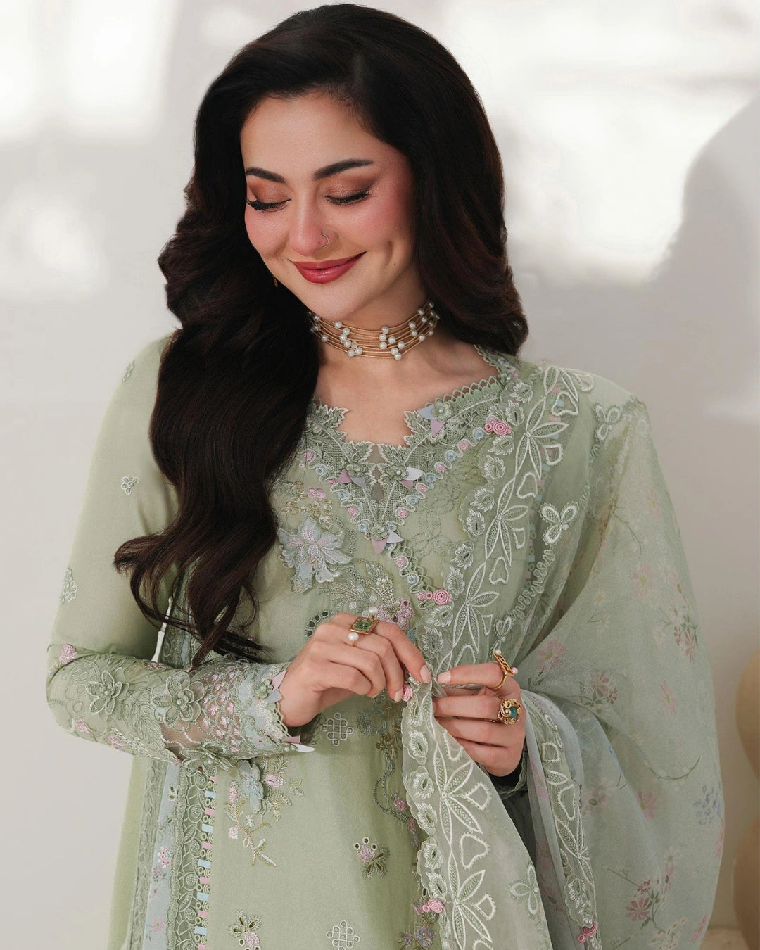 Qalamkar 3-Piece Chikankari Embroidered Luxury Lawn Suit (Unstitched) SA #12