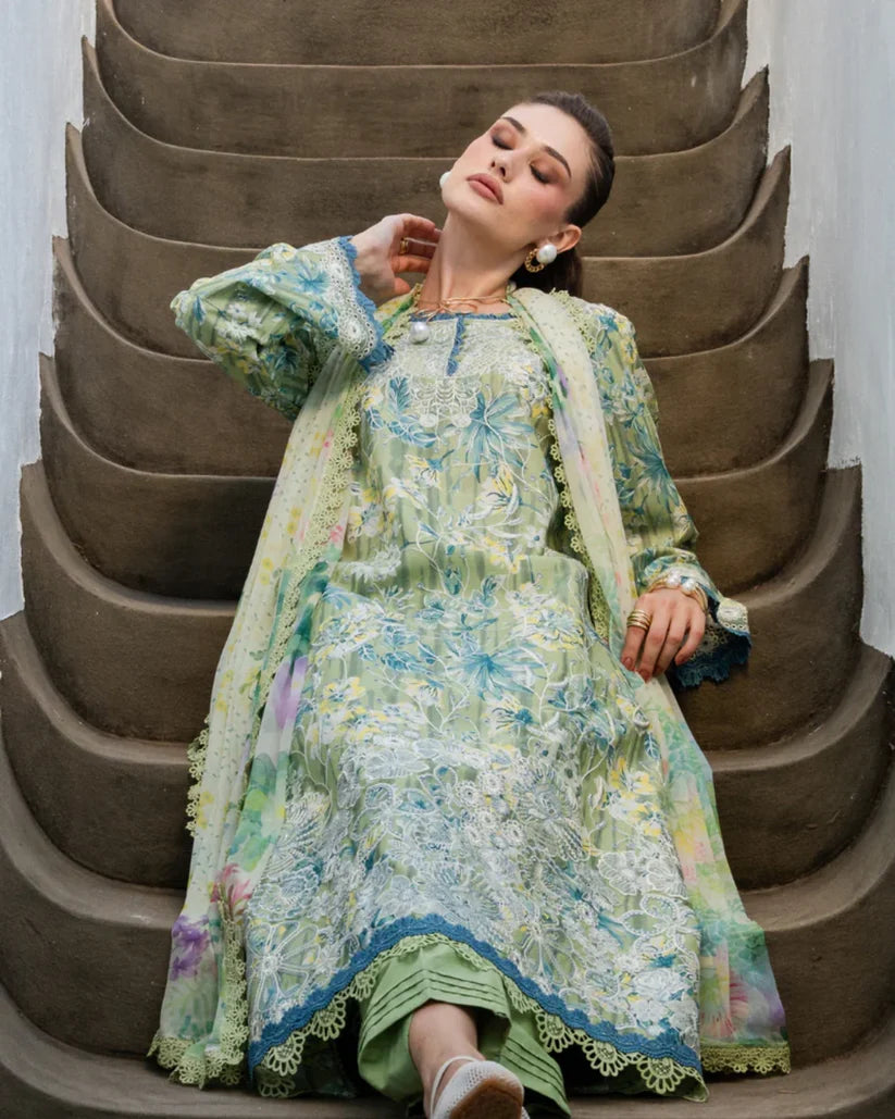 Aabyaan Shezlin Chikankari Lawn 2026 – Embroidered 3 Piece Suit (AZ-12)
