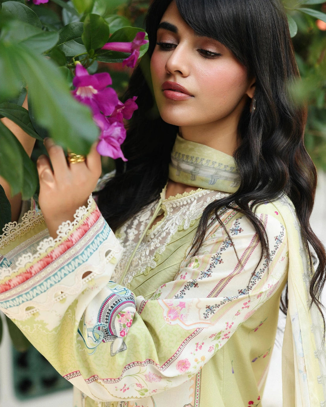 Qalamkar Qprints | Digital Printed Lawn Chikankari Embroidered Unstitched Suit | VAILA