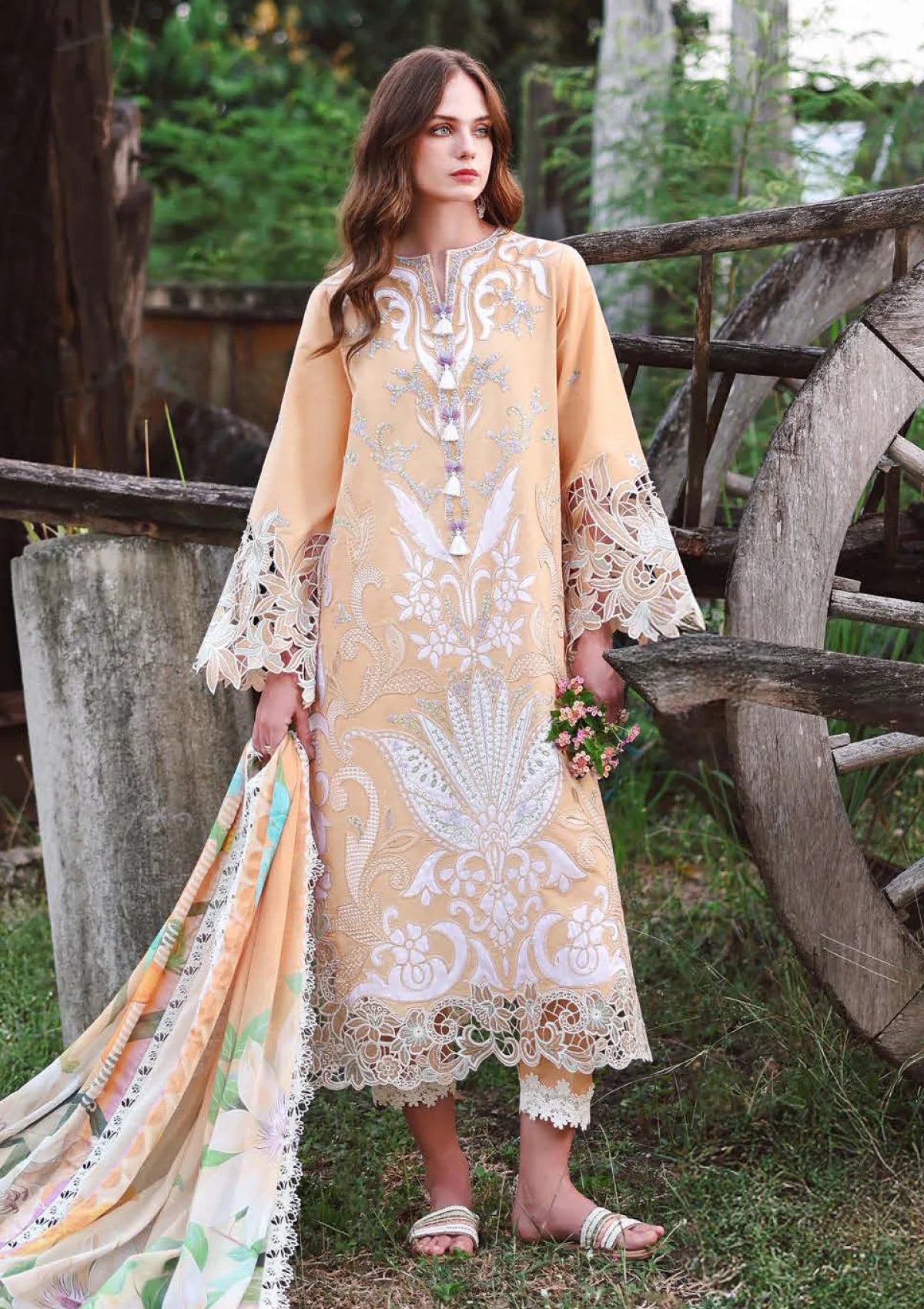 Hemline By Mushq - Secret Garden 26 Unstitched Suit (Wisteria Veil)