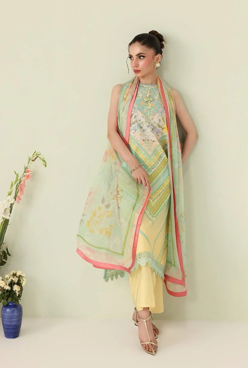 Roheenaz Rosette 3-Piece stitched Lawn Suit (Bloomed Muse)