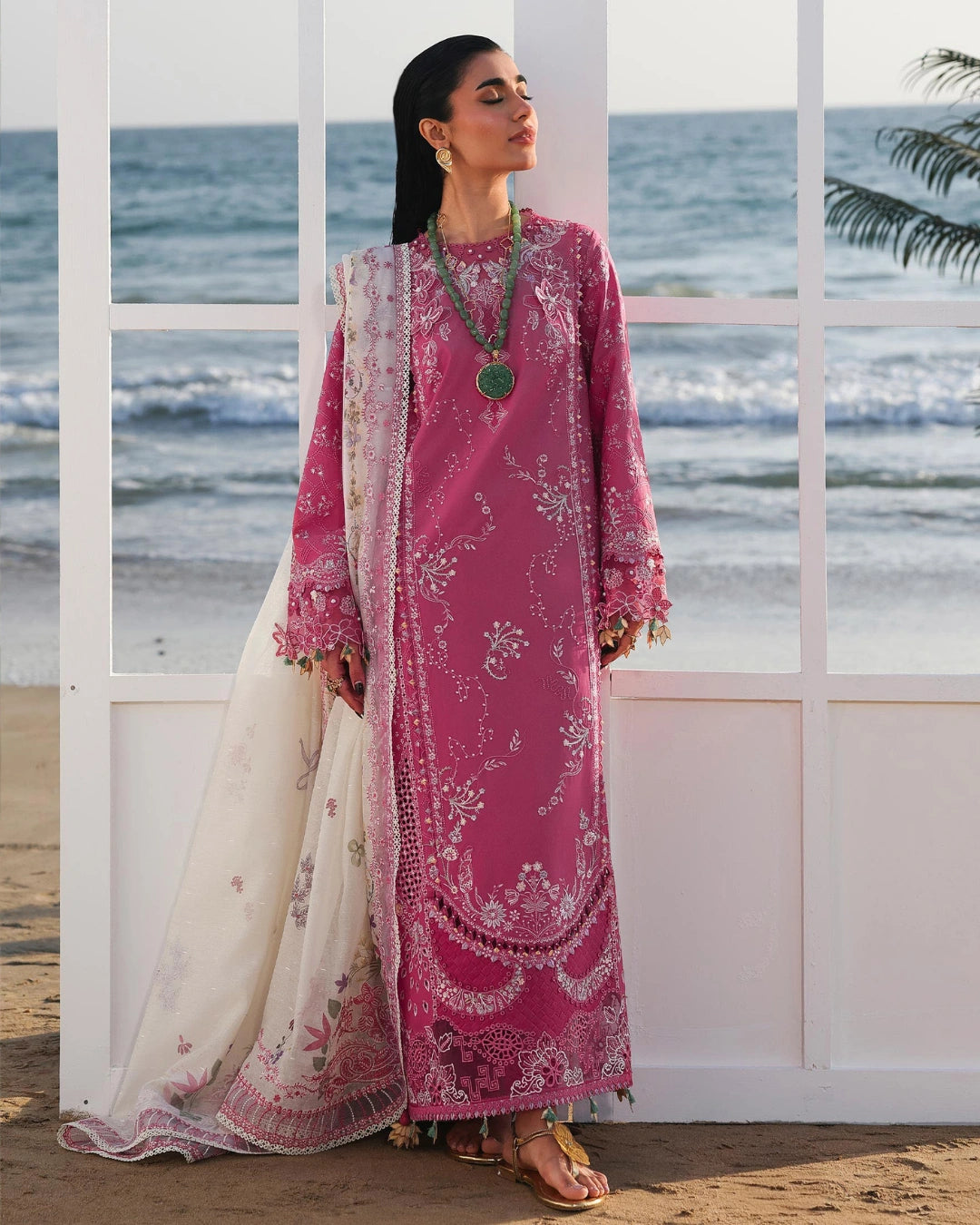 Qalamkar 3-Piece Chikankari Embroidered Luxury Lawn Suit (Unstitched) SA #13