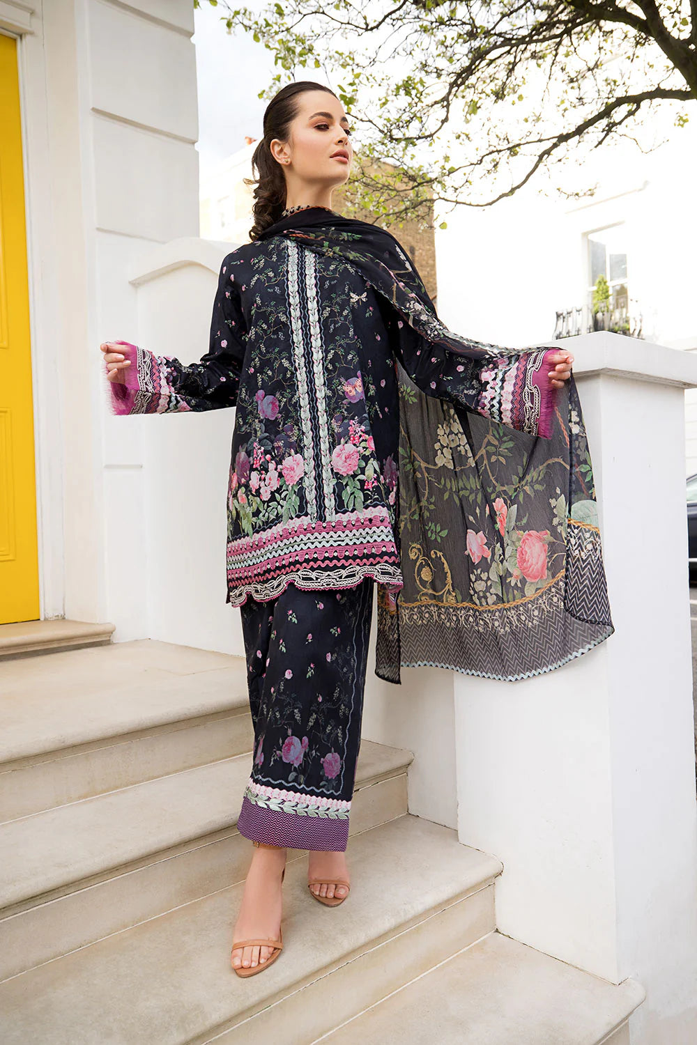 Sobia Nazir Printed Lawn 3 Piece Unstitched Suit with Chiffon Dupatta (SNP26-4B)