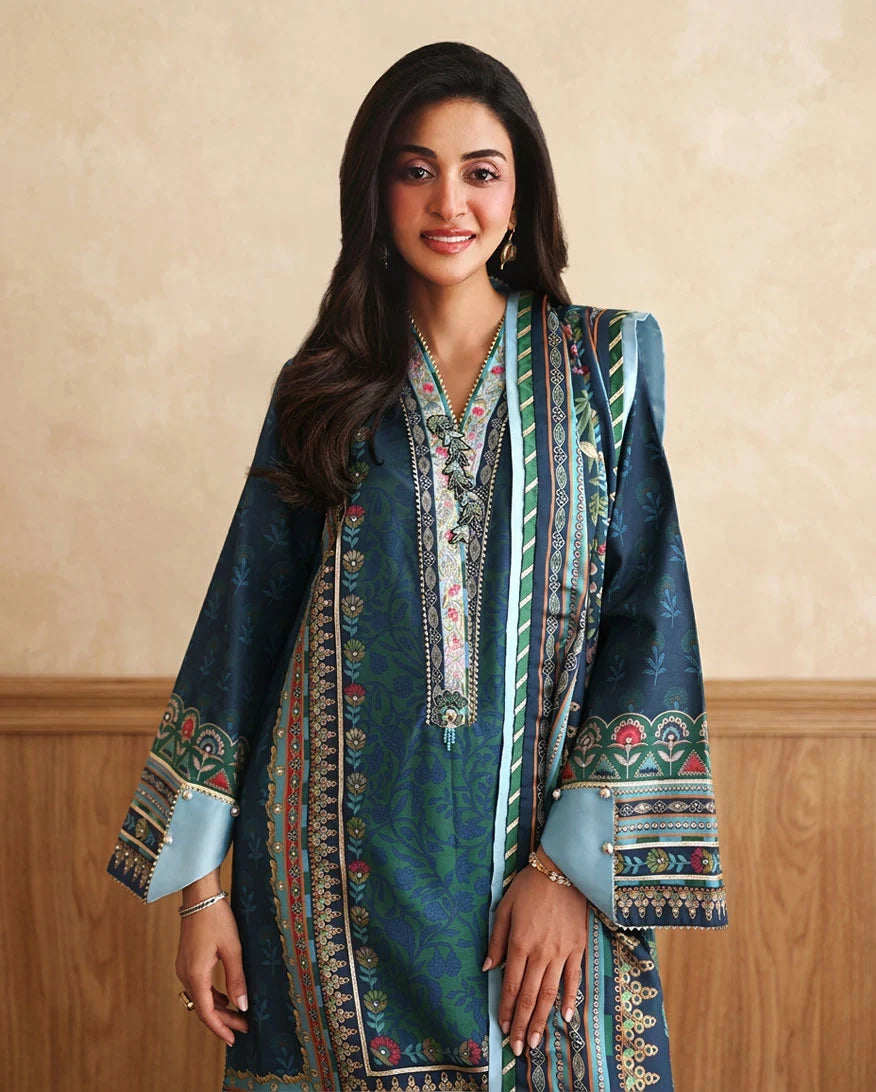 Hemline by Mushq Nirvana 26 Embroidered 3-Piece Unstitched Suit (Scene Stealer)
