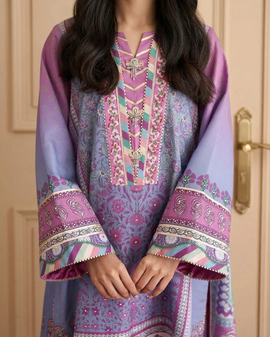 Hemline by Mushq Nirvana 26 Embroidered 3-Piece Unstitched Suit (Naturally Me)