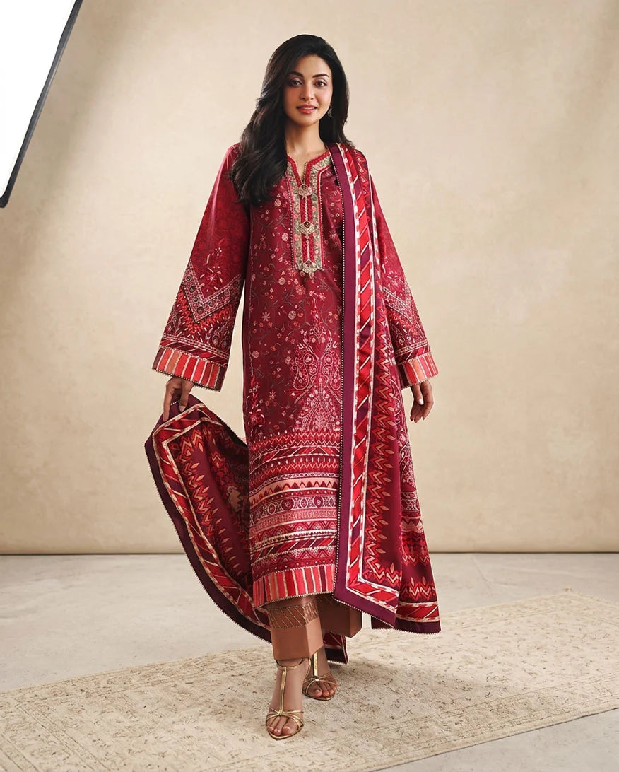 Hemline by Mushq Nirvana 26 Embroidered 3-Piece Unstitched Suit (Soft Spotlight)