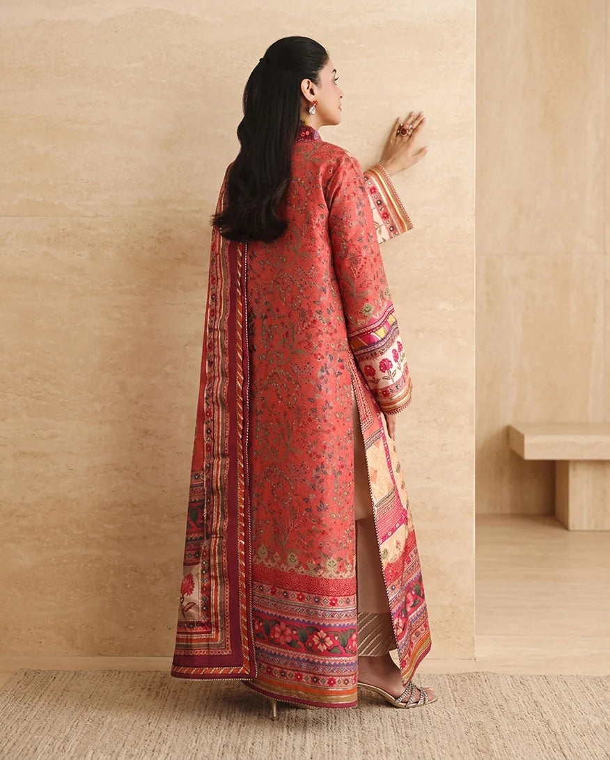 Hemline by Mushq Nirvana 26 Embroidered 3-Piece Unstitched Suit (Rose Mood)