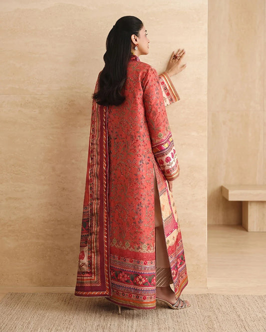 Hemline by Mushq Nirvana 26 Embroidered 3-Piece Unstitched Suit (Rose Mood)