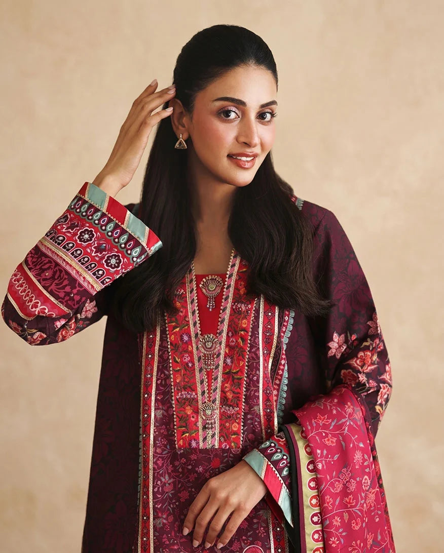 Hemline by Mushq Nirvana 26 Embroidered 3-Piece Unstitched Suit (Day Dreamer)