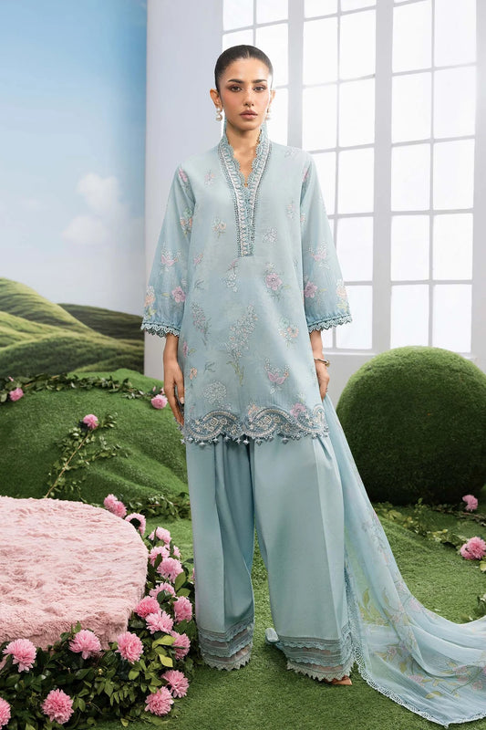 MariaB MBasics-Embroidered Lawn 3 Piece Unstitched Suit with Chiffon Dupatta (D2B)