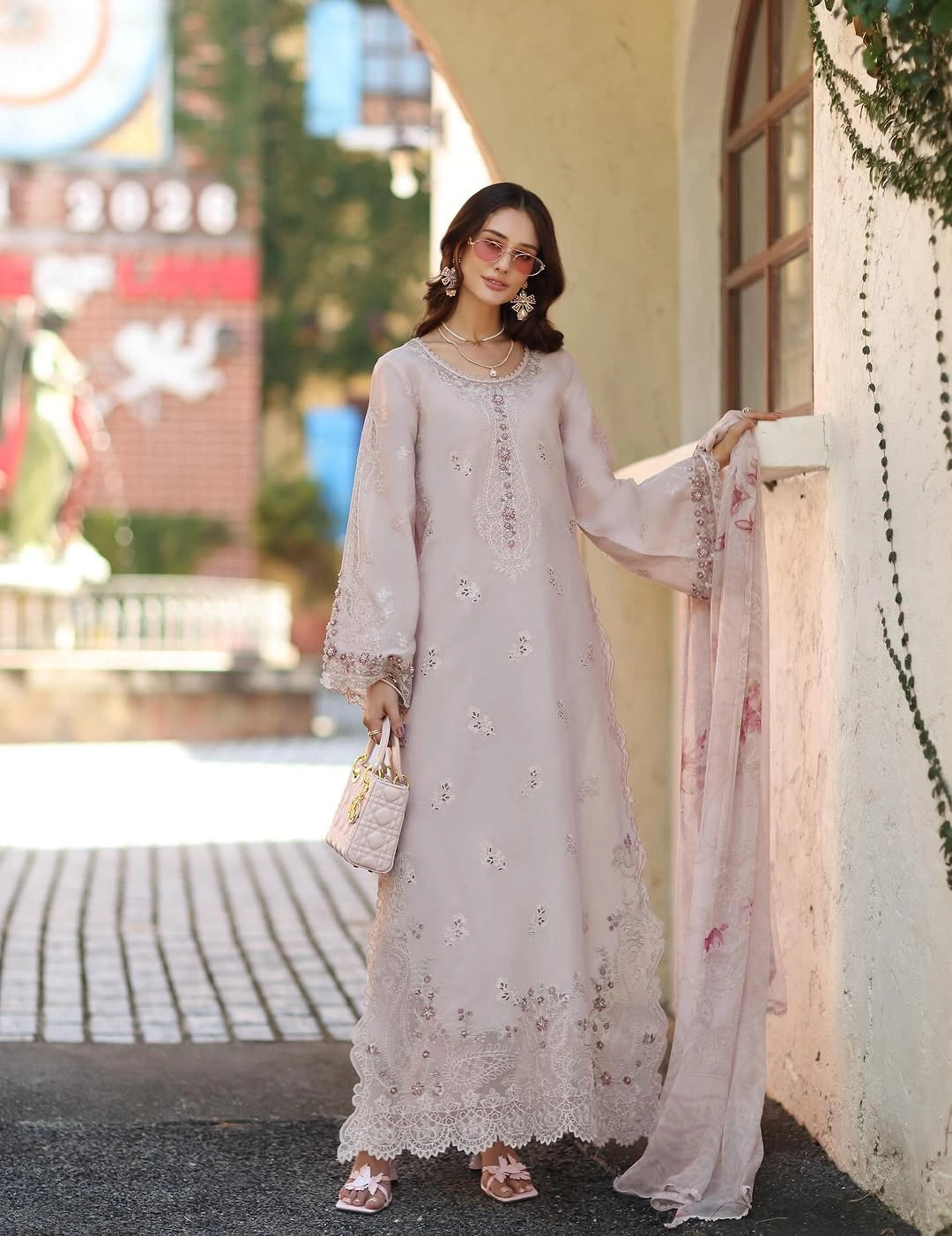 Noor Luxe Chikankari 3-Piece Unstitched Lawn Embroidered Suit (D7 - A)