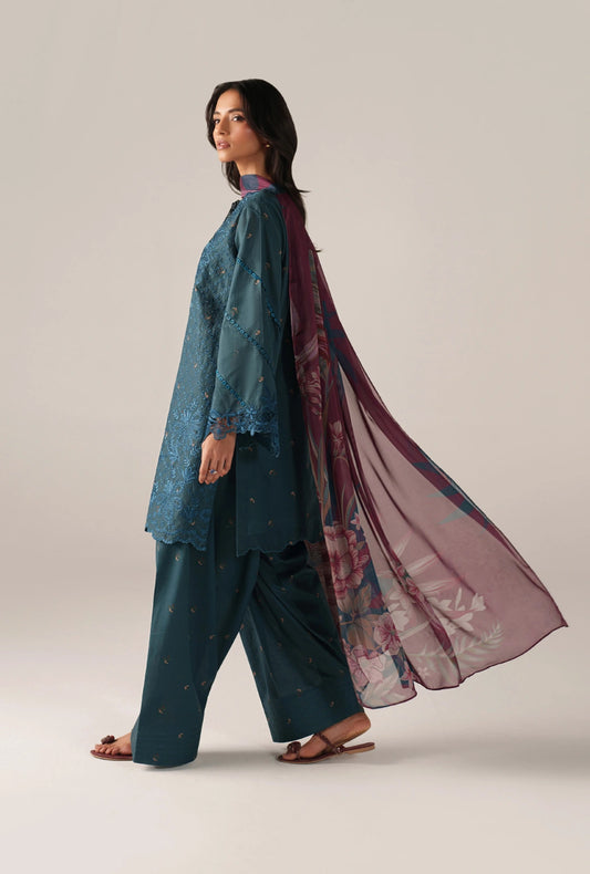 IZNIK Luxury Lawn Collection – SS-04 | Teal Blue 3-Piece Set