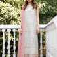 Afrozeh AUREVIA 3-Piece Unstitched Lawn Suit | Ivory Floral Embroidered Shirt with Sheer Blush Dupatta