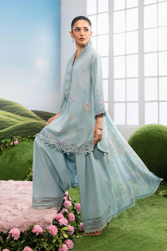 MariaB MBasics-Embroidered Lawn 3 Piece Unstitched Suit with Chiffon Dupatta (D2B)