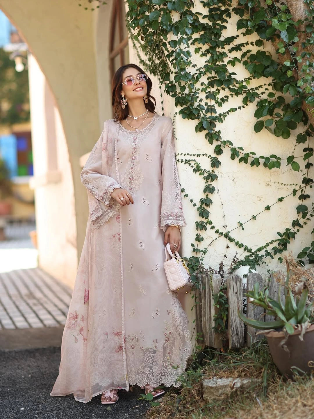 Noor Luxe Chikankari 3-Piece Unstitched Lawn Embroidered Suit (D7 - A)