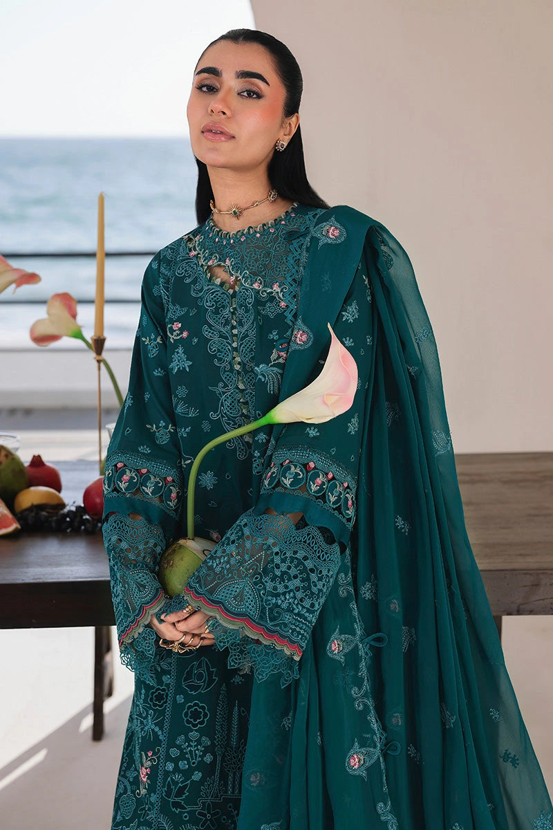 QALAMKAR Sahil | Luxury Chikankari & Laser Cut Embroidered 3PC Lawn Suit | – Premium Collection | ELIF