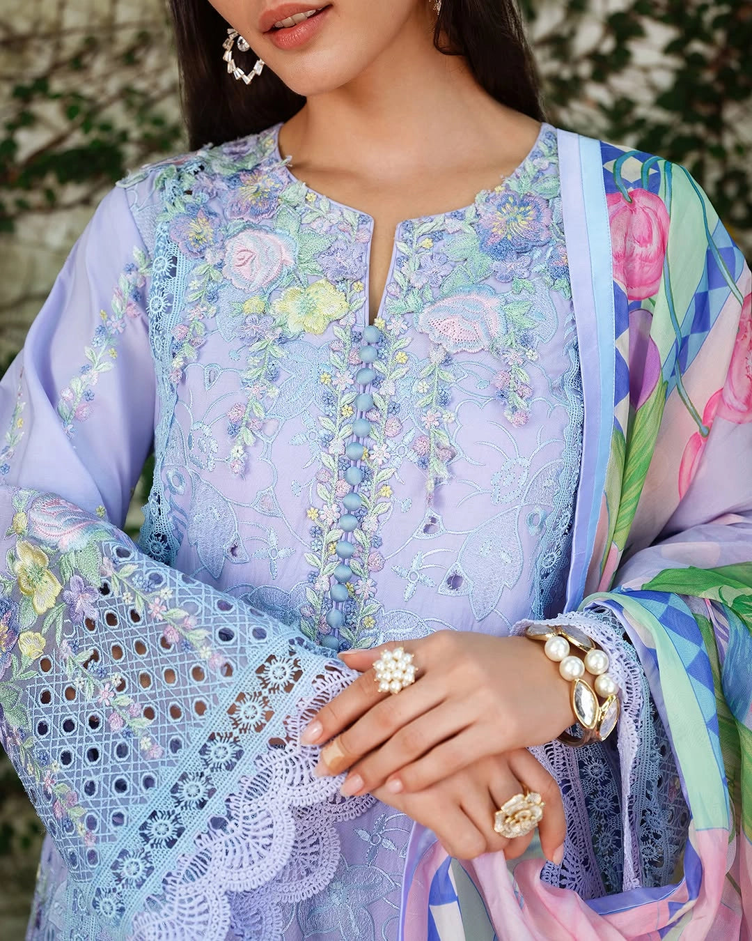 Mushq A Moi Luxury Lawn ’26 | Embroidered 3-Piece Unstitched Suit (Sweet Confession)