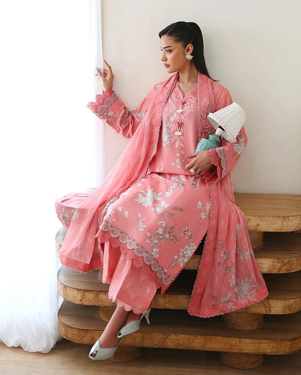 Roheenaz Éclat | Azalea Grace | Unstitched 3 Piece Lawn Suit (Printed & Embroidered)